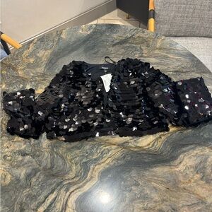 Macy's Black Sequin crop jacket